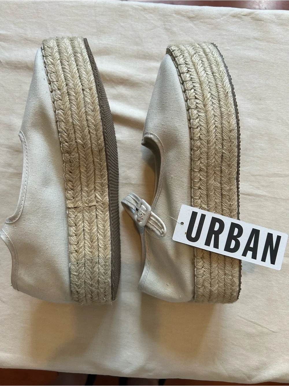 Urban Outfitters Cream Espadrille Platform Shoes (Size 10)